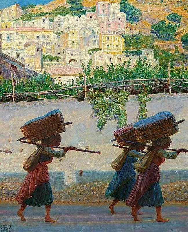 Kristian Zahrtmann - Ragazze che trasportano limoni. Ravello